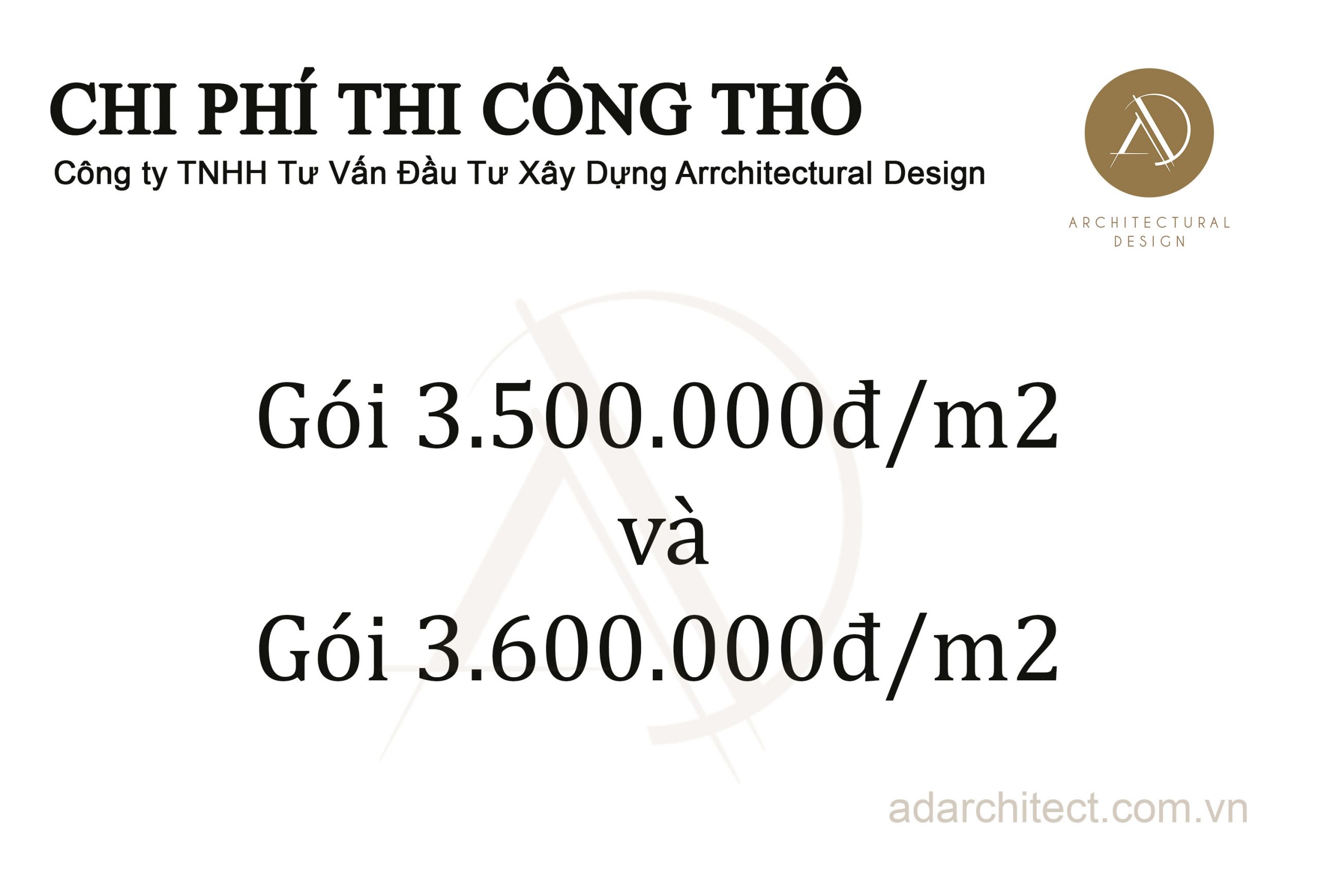 đơn vị thiết kế nhà uy tín: Chi phí thi công thô của công ty ADArchitect