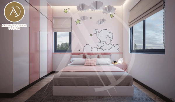 trang trí phòng ngủ cho bé gái cho biệt thự hiện đại 2 tầng