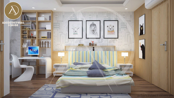 thiết kế phòng ngủ bé trai cho nhà phố 4 tầng hiện đại 2020