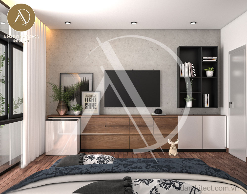 Thiết kế nội thất phòng ngủ nhỏ đơn giản mà đẹp cho nhà phố hiện đại 2 tầng