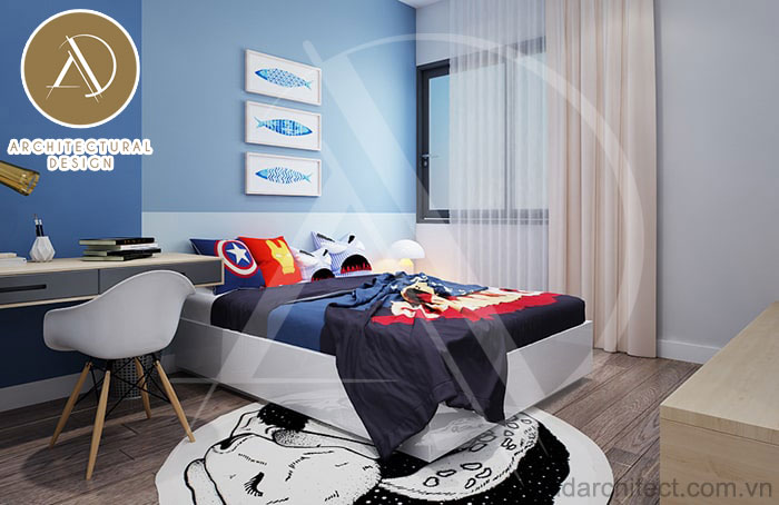 thiết kế phòng ngủ bé trai cho nhà phố 3 tầng đẹp 
