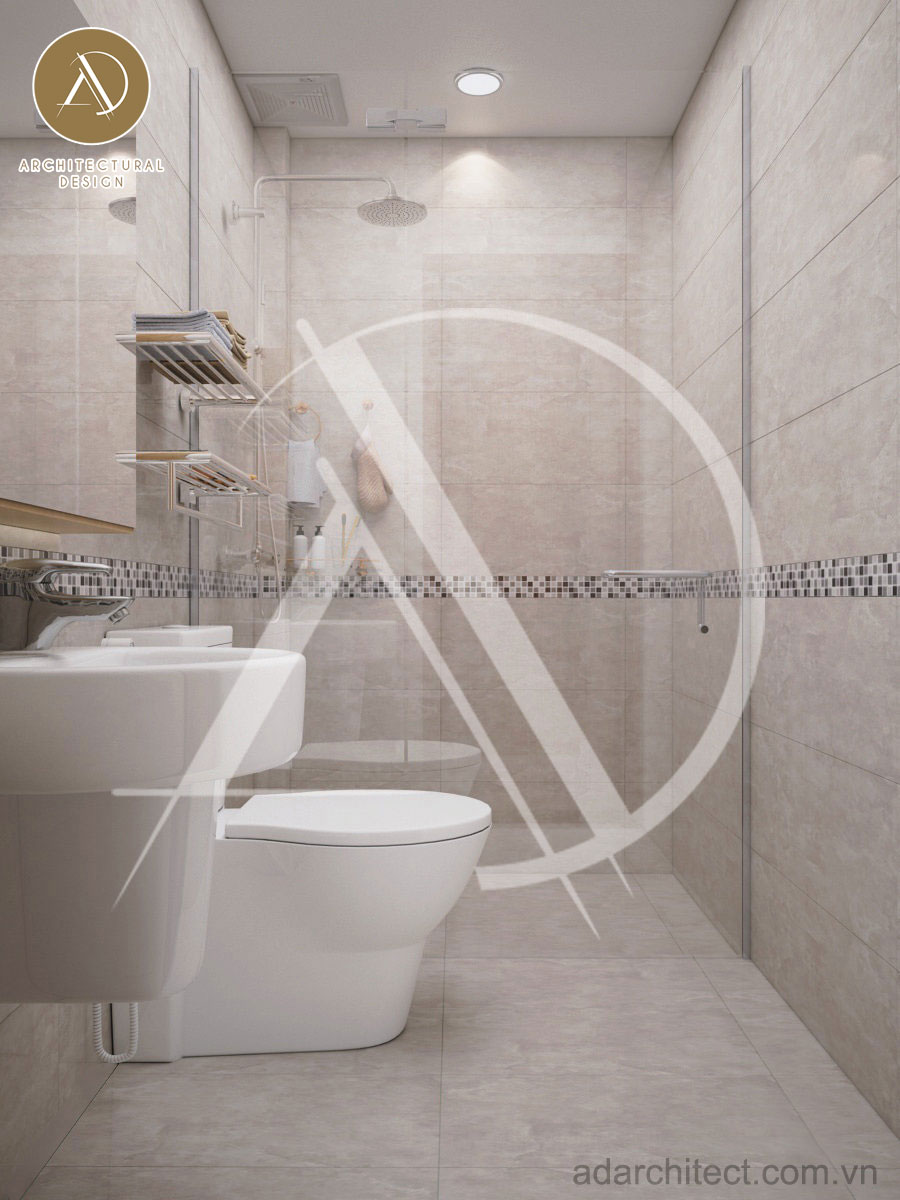 thiết kế nhà 2 tầng : phòng tắm nhỏ đẹp hiện đại 