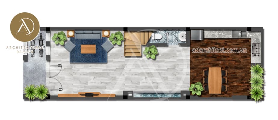 mẫu nhà phố 2 tầng: cách bố trí các phòng trong nhà 2 tầng 