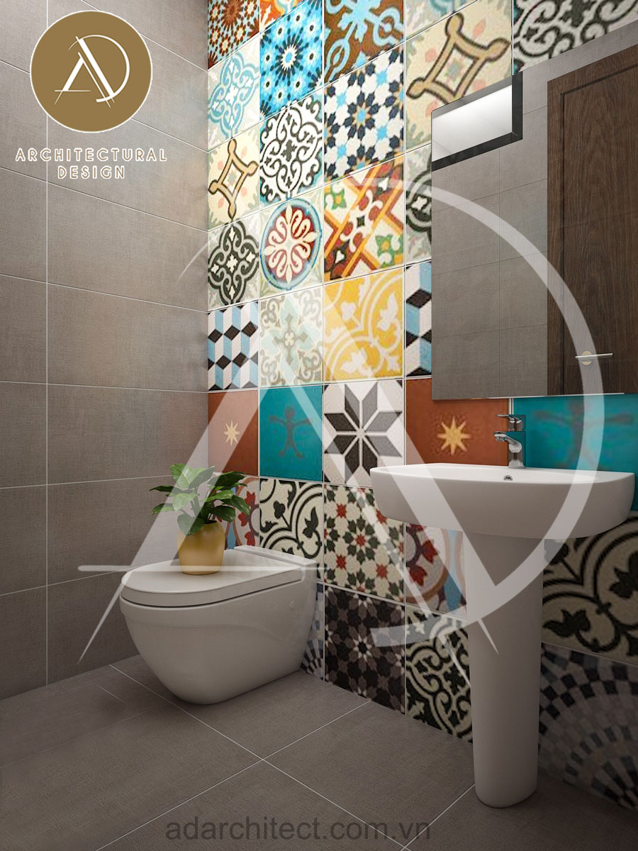 mẫu nhà phố 2 tầng: phòng tắm nhỏ đẹp hiện đại