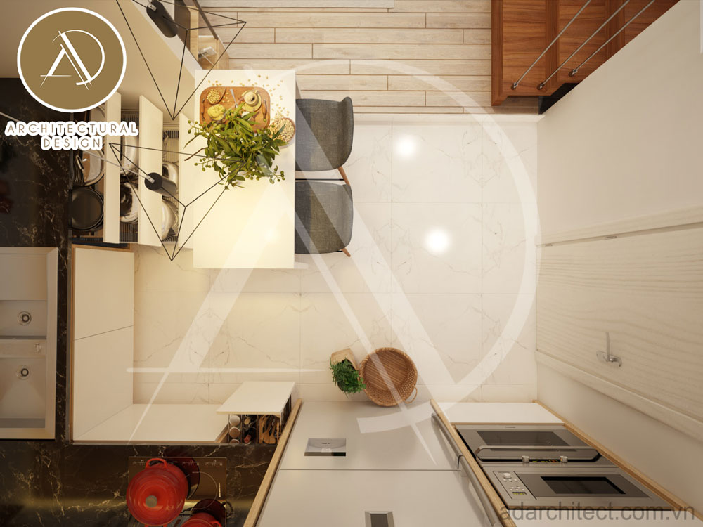 thiết kế nhà 2 tầng: tối ưu không gian cho phòng bếp nhỏ
