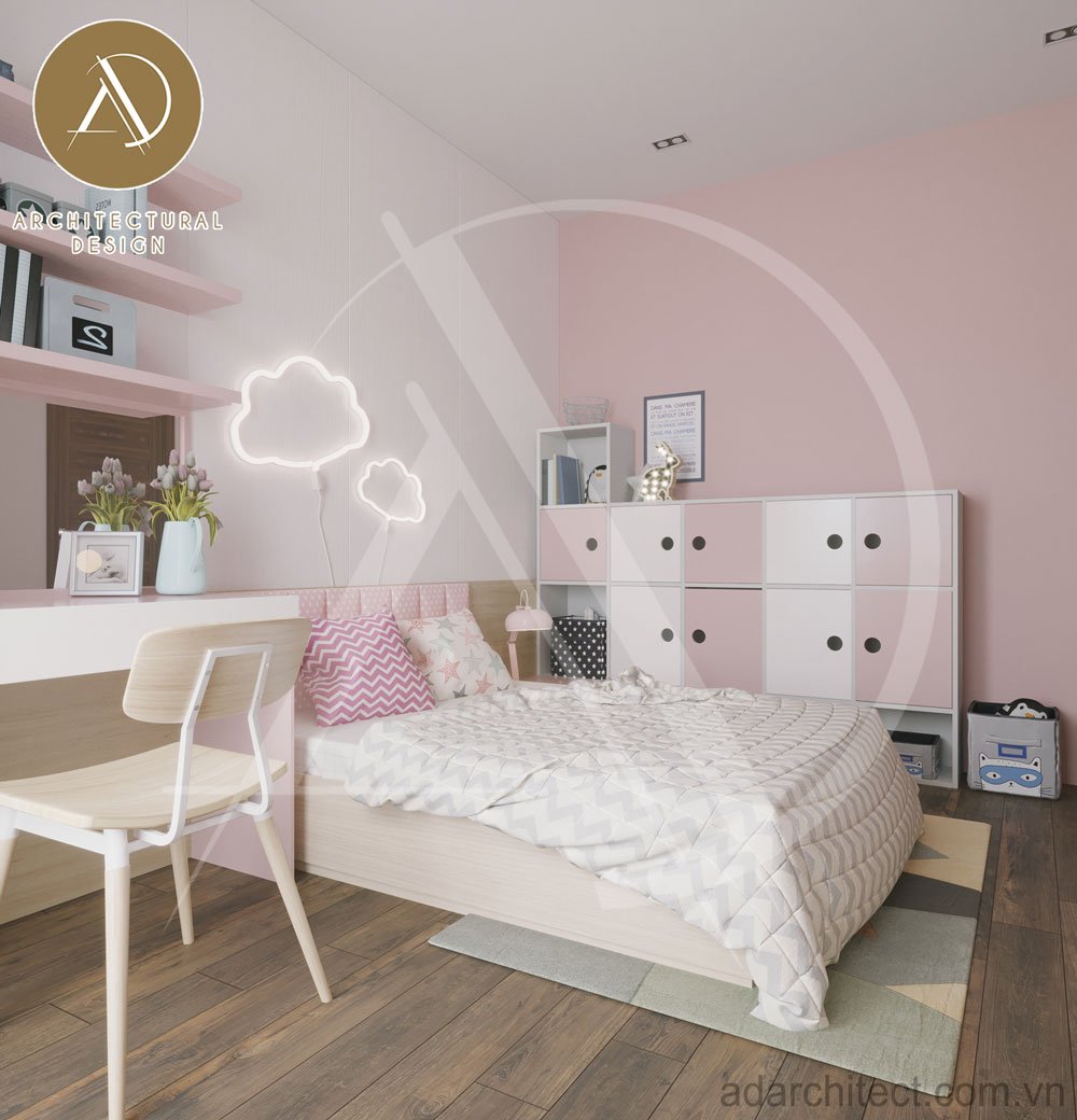thiết kế phòng ngủ cho bé gái cho mẫu nhà 3 tầng đẹp 2020