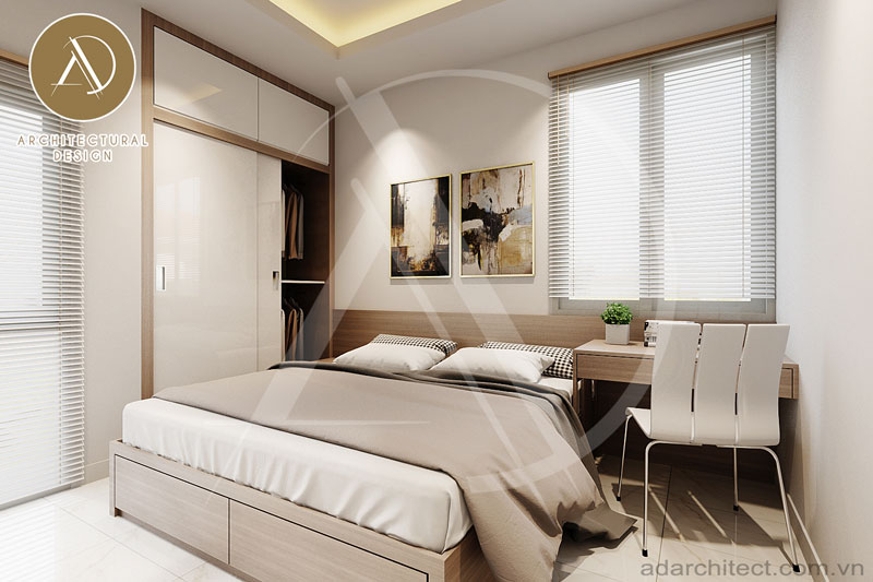 thiết kế phòng ngủ đẹp, đơn giản cho nhà phố 4 tầng
