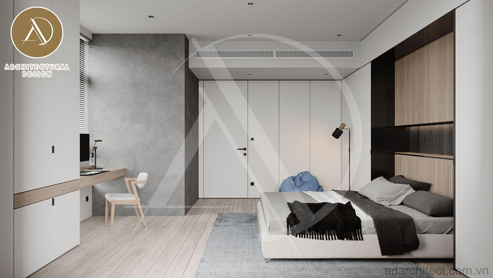 thiết kế phòng ngủ kiểu Hàn Quốc cho biệt thự 2 tầng 