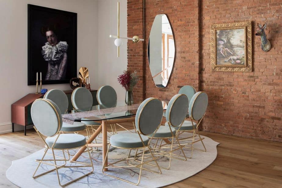 Bộ bàn ghế vải linen xanh cực kỳ sang trọng cho thiết kế nội thất Soho