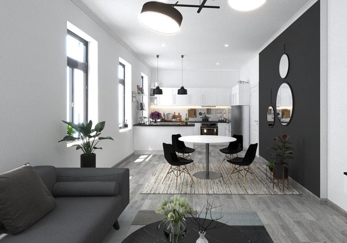 Thiết kế nội thất chung cư: Sự phân chia giữa các không gian chức năng qua thủ pháp chìa phòng ước lệ trong thiết kế nội thất hiện đại