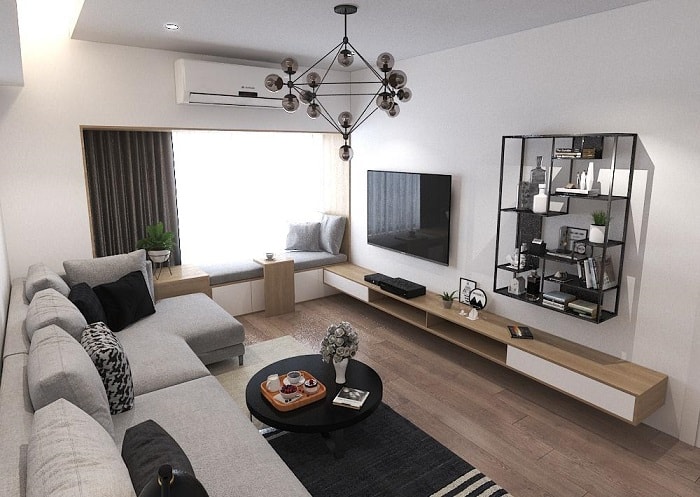 Thiết kế phòng khách chung cư theo lối kiến trúc hiện đại cực kỳ tình tế & sang trọng