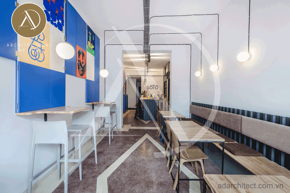 Thiết kế nội thất quán cafe đơn giản, hiện đại 