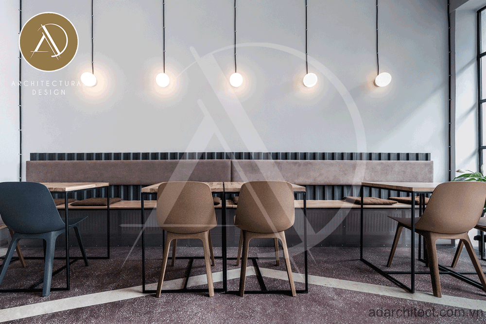 Thiết kế thi công nội thất quán cafe sofa hiện đại