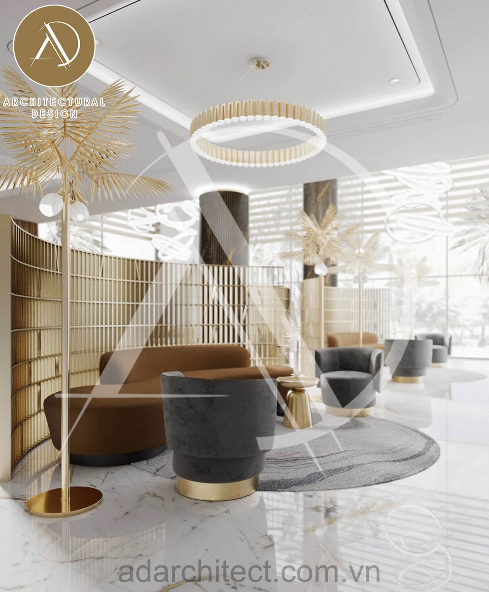nội thất khách sạn cao cấp mạ vàng cho không gian thiết kế sang trọng