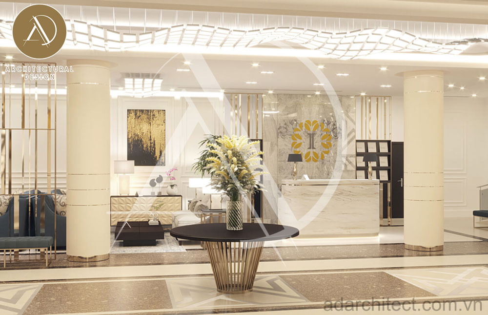 Thiết kế nội thất khách sạn: sảnh đón khách sang trọng, cao cấp  