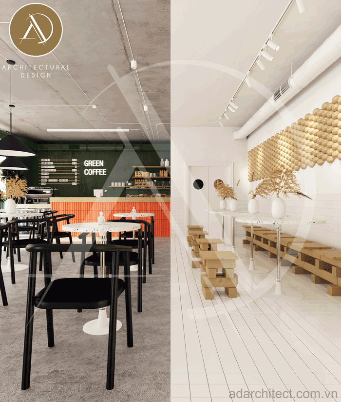 thiết kế nội thấy quán cafe nhỏ tối ưu không gian
