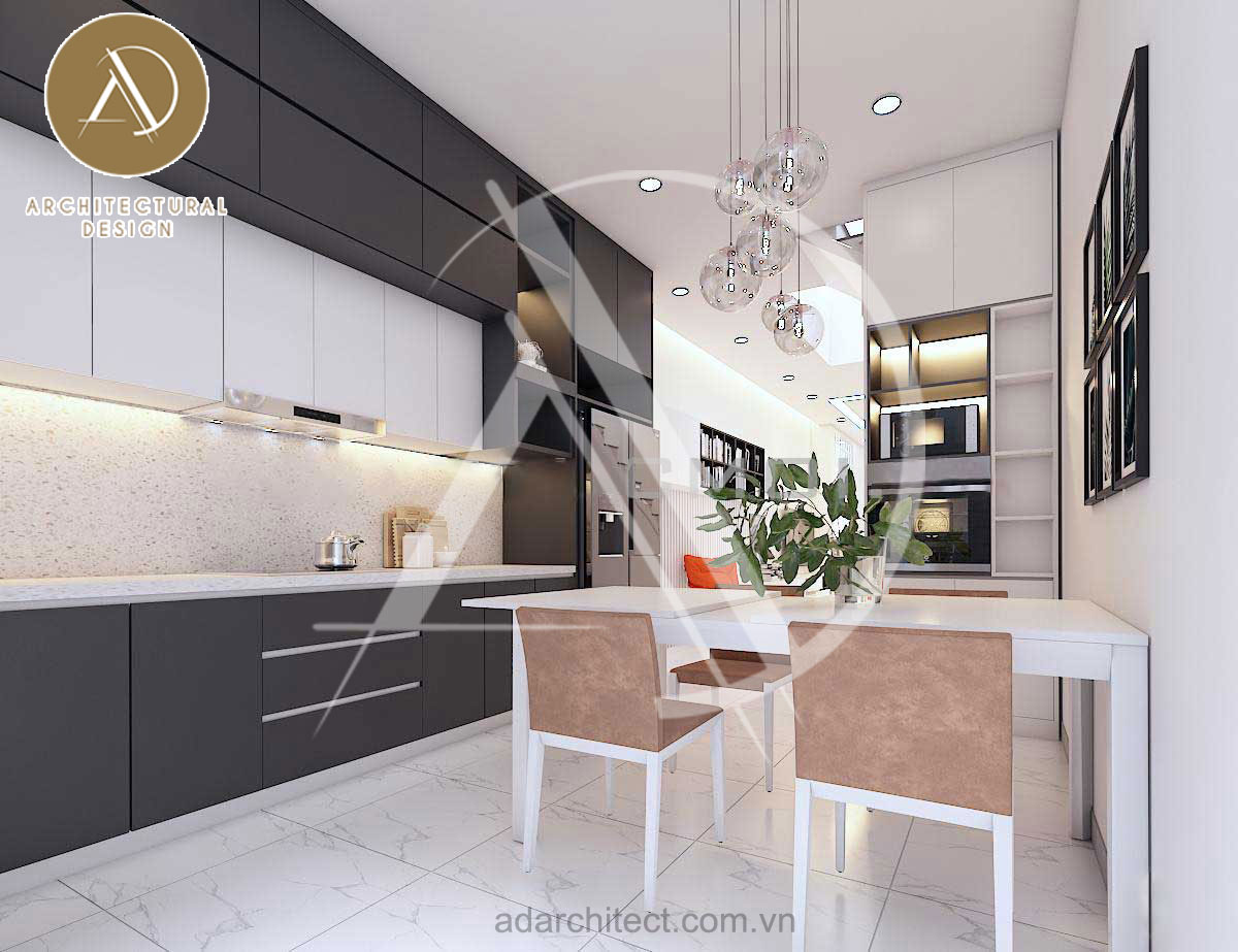 thiết kế nội thất nhà bếp cho nhà 3 tầng đẹp 2020