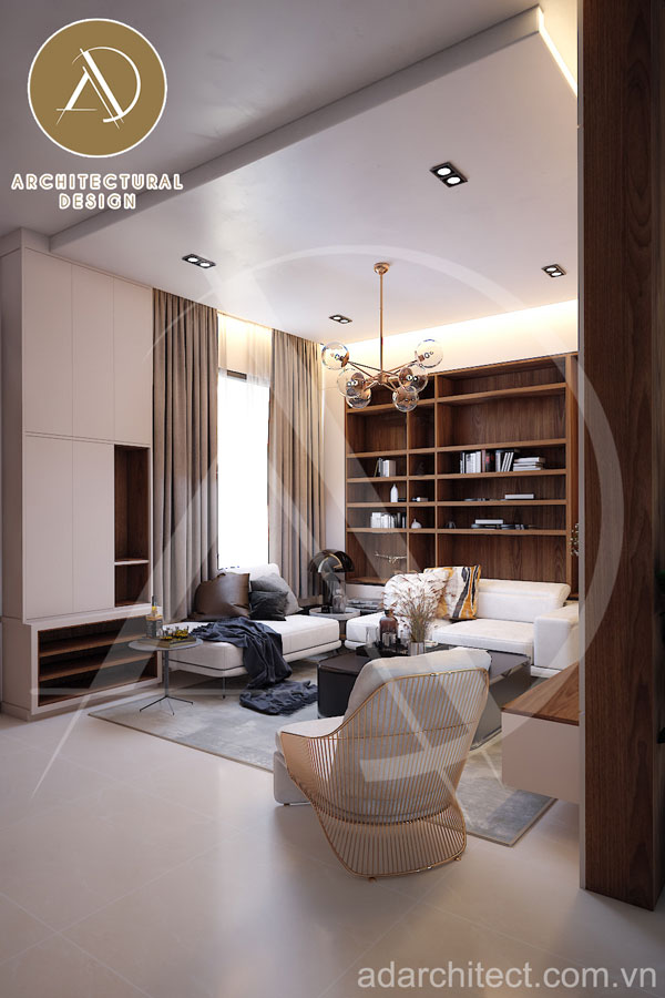 thiết kế nội thất không gian phòng khách nhà phố đẹp 2020