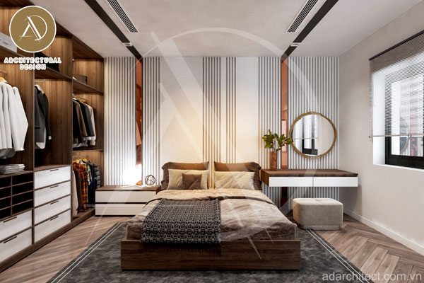 thiết kế nội thất phòng ngủ hiện đại cho nhà phố 3 tầng đẹp