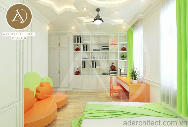 thiết kế nội thất phòng ngủ trẻ em cho nhà phố hiện đại