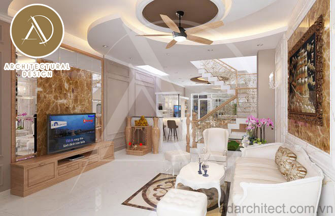 thiết kế nội thất phòng khách nhà ống đẹp 2020