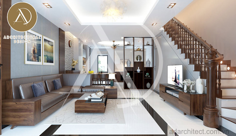 Thiết kế nội thất phòng khách sang trọng cho mẫu nhà 3 tầng đẹp