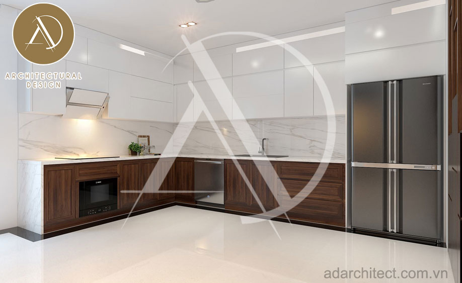 Thiết kế nội thất phòng bếp cho mẫu nhà ống 5m đẹp 2020