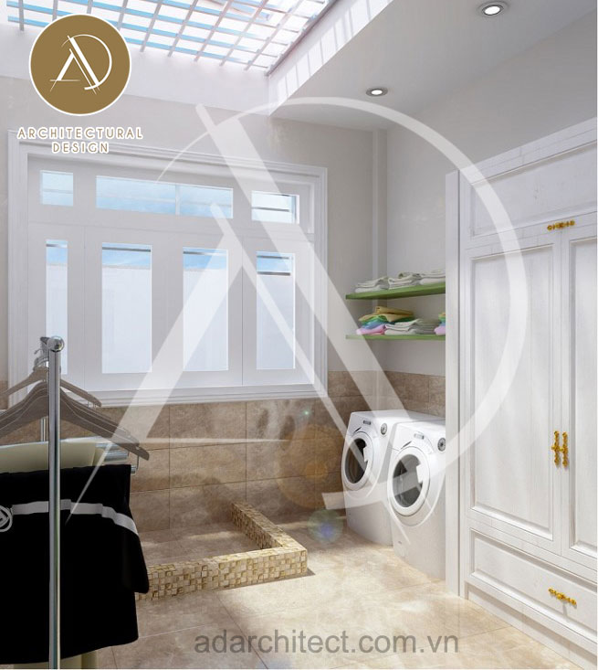 Thiết kế nội thất phòng giặt phơi tiện lợi cho mẫu nhà ống hiện đại