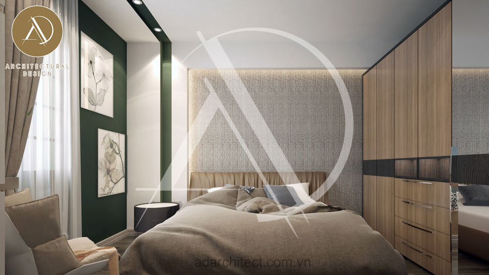 Thiết kế nội thất phòng ngủ cho mẫu nhà 3 tầng đẹp hiện đại