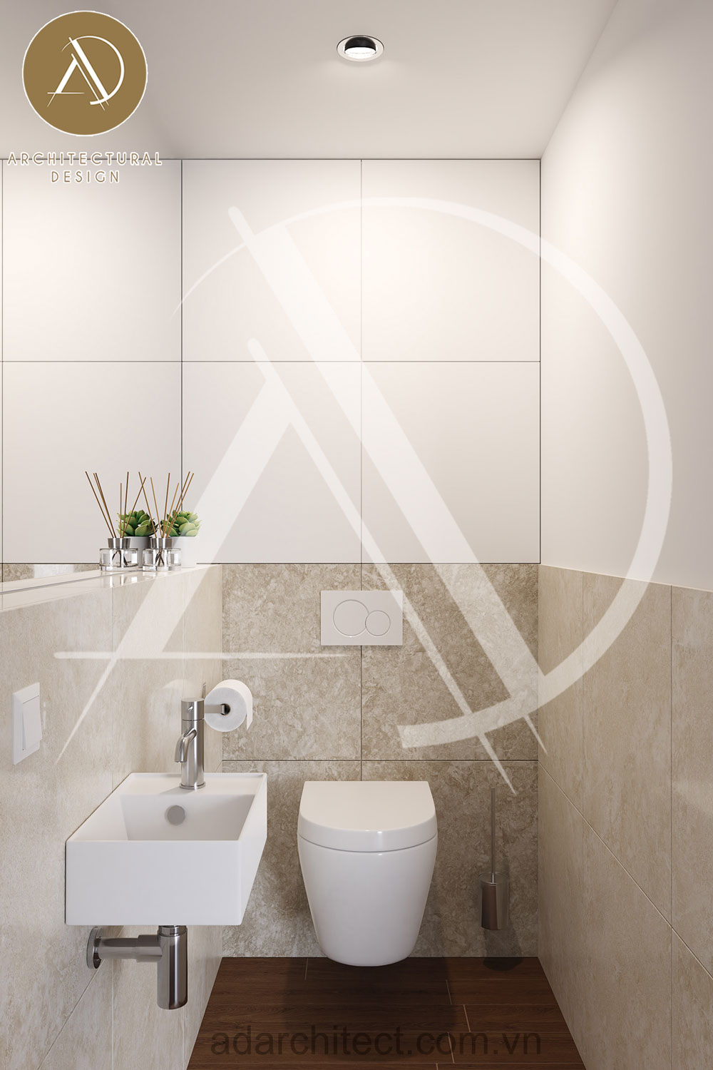 Thiết kế nhà vệ sinh cho mẫu nhà 3 tầng đẹp
