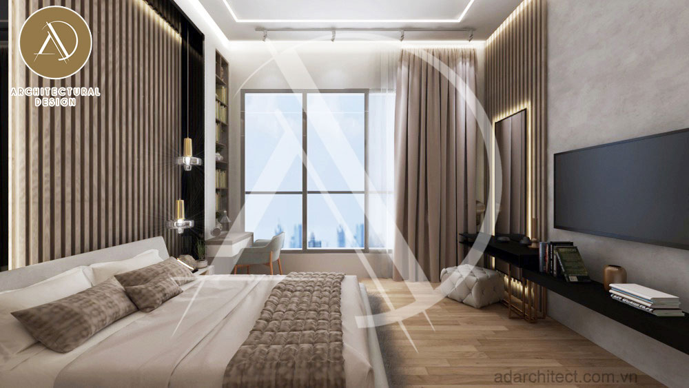 Thiết kế nội thất phòng ngủ cho mẫu nhà 3 tầng đẹp tại tphcm
