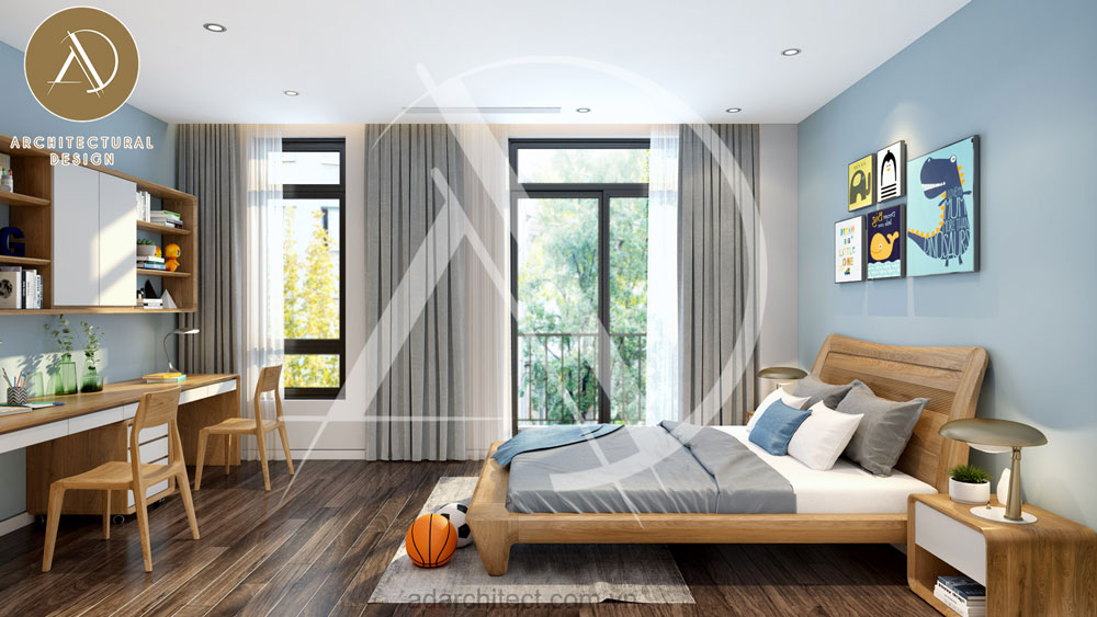 Thiết kế nội thất phòng ngủ cho mẫu nhà 3 tầng đẹp
