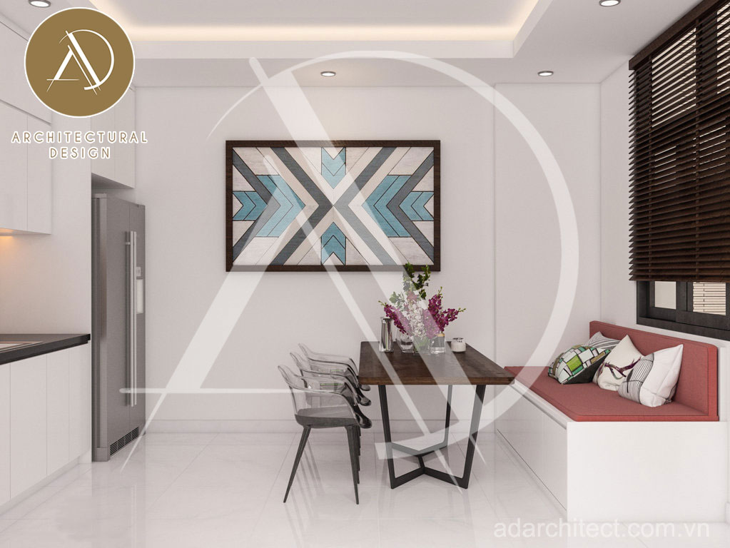 Thiết kế bàn ăn hiện đại cho nhà 3 tầng 2020