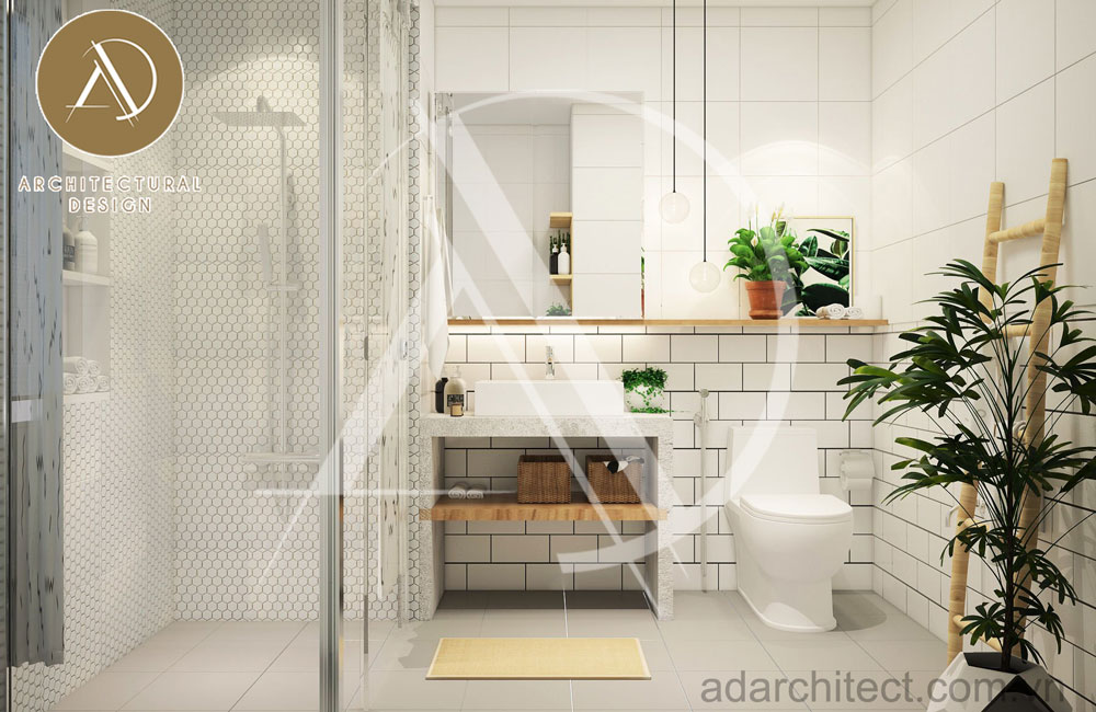 thiết kế phòng tắm đẹp cho mẫu nhà 3 tầng hiện đại