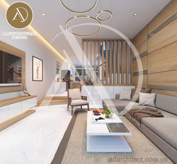 Thiết kế nội thất phòng khách cho mẫu nhà đẹp 3 tầng