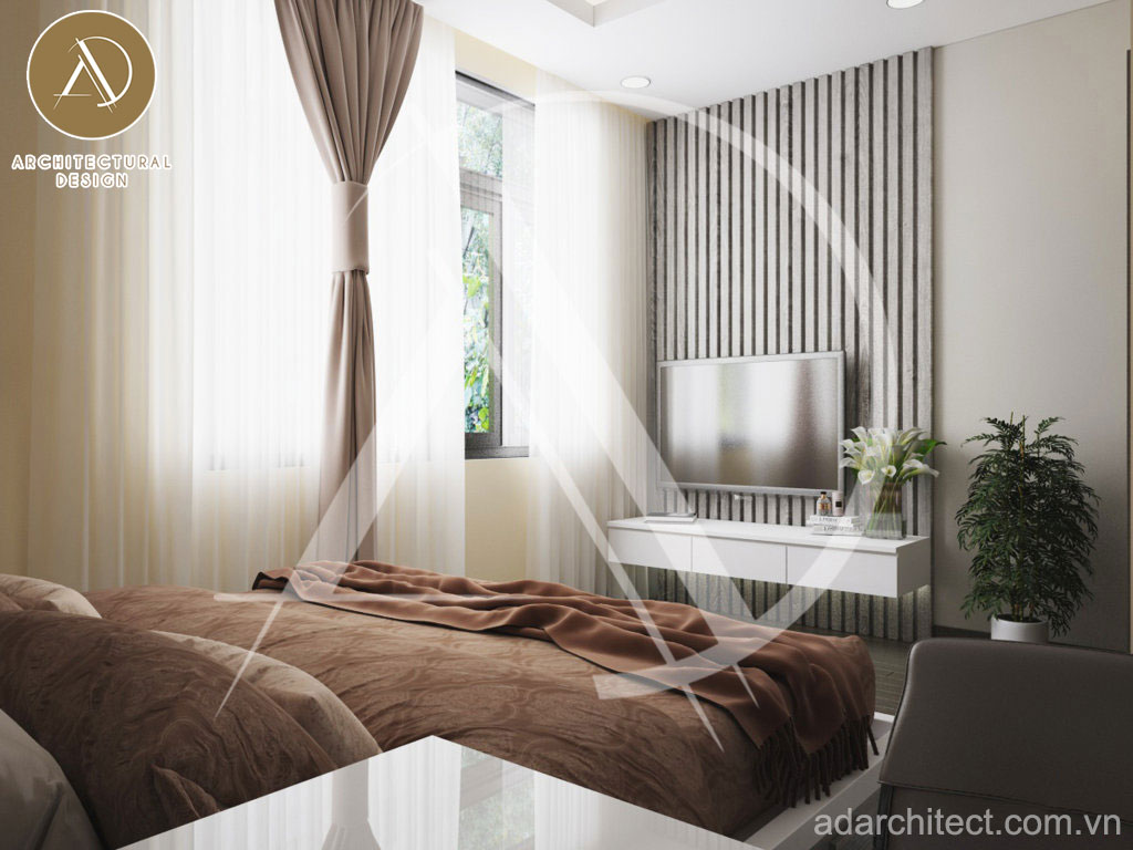 thiết kế nội thất phòng ngủ đơn giản cho nhà 4 tầng đẹp