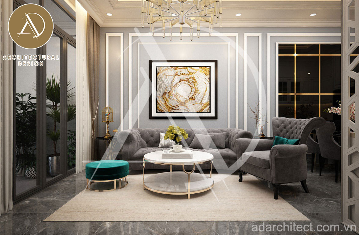 mẫu nhà 3 tầng đẹp: Không gian nội thất phòng khách