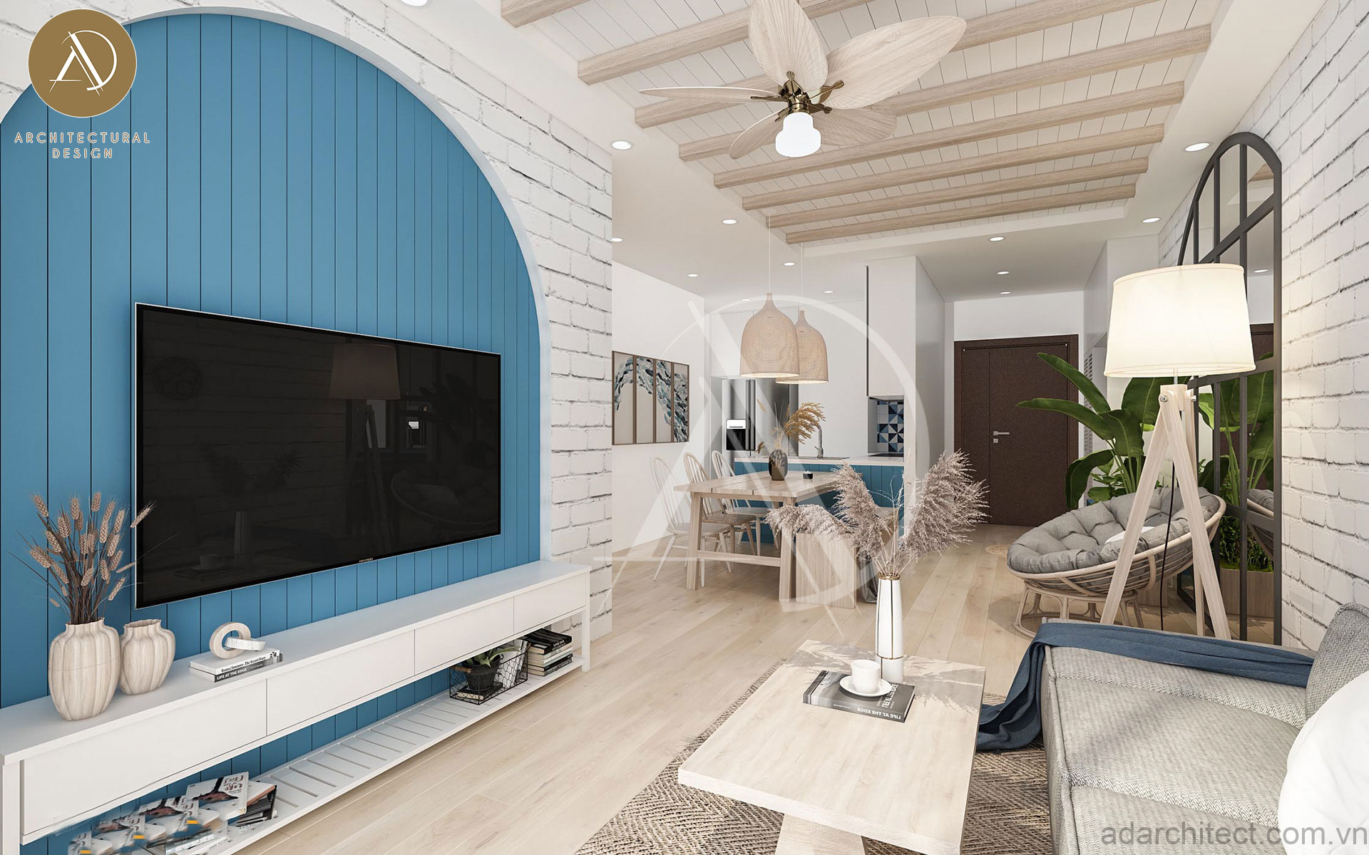 thiết kế nội thất phòng khách bằng gỗ 