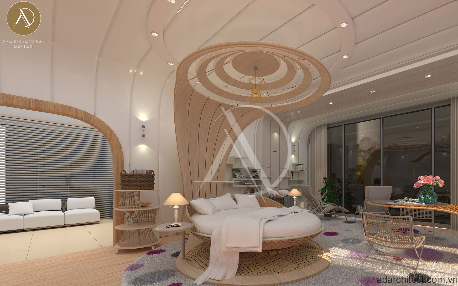 thiết kế phòng ngủ đẹp hiện đại cho nhà ống 6m