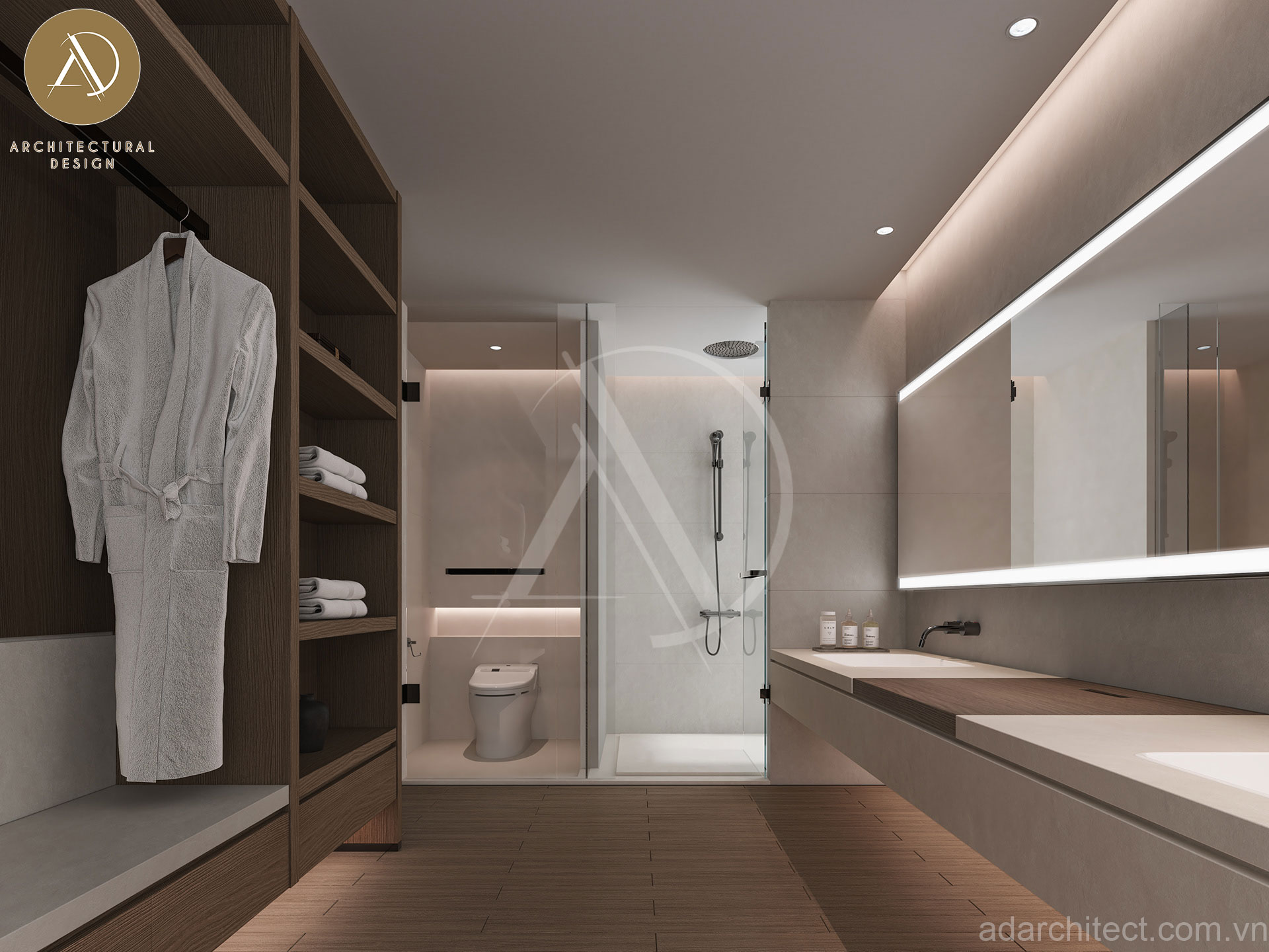 mẫu thiết kế nhà vệ sinh đẹp cho nhà phố 3 tầng