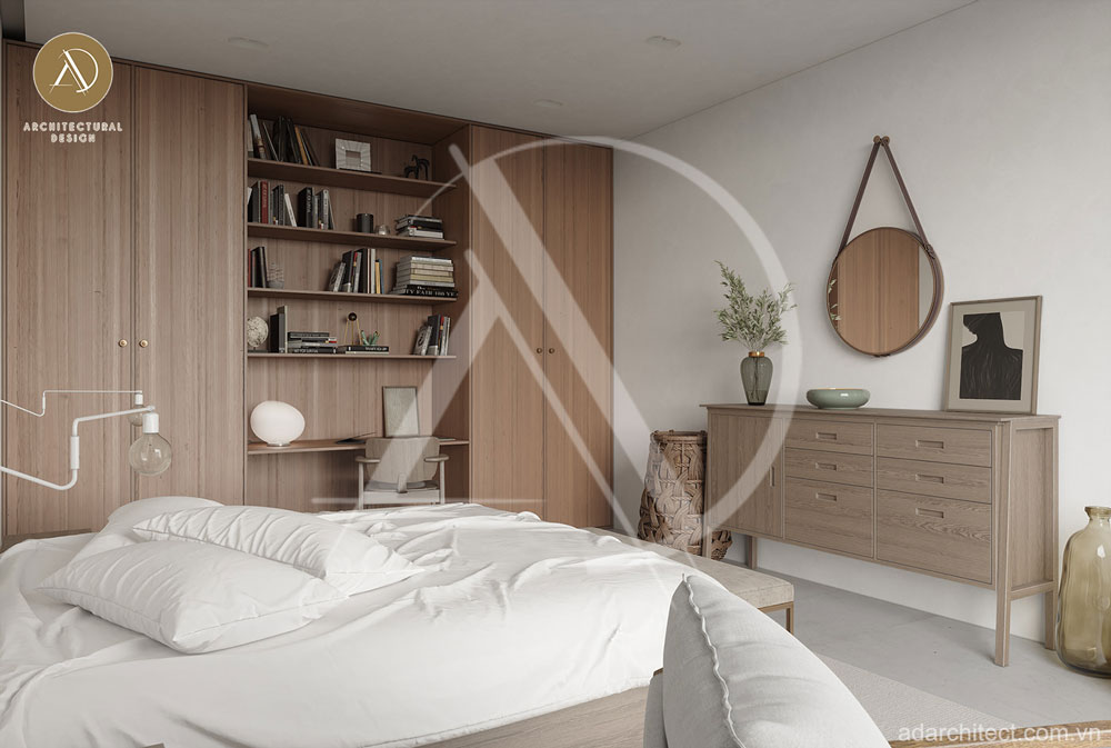 mẫu phòng ngủ hiện đại cho thiết kế nhà phố 2 tầng 