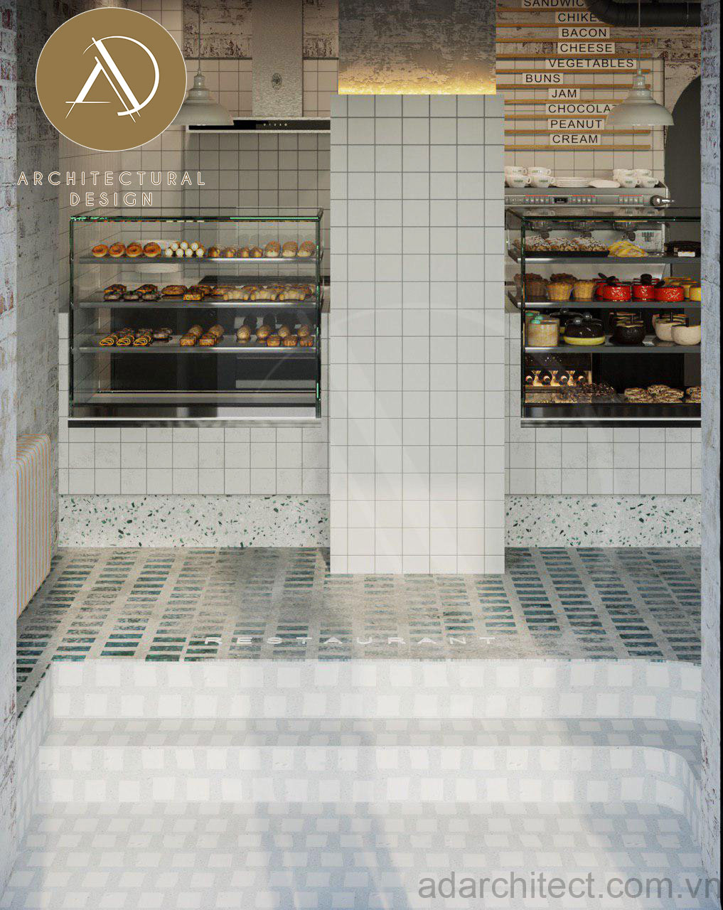 Tiệm bánh đẹp: thiết kế tủ trưng bày bánh đẹp