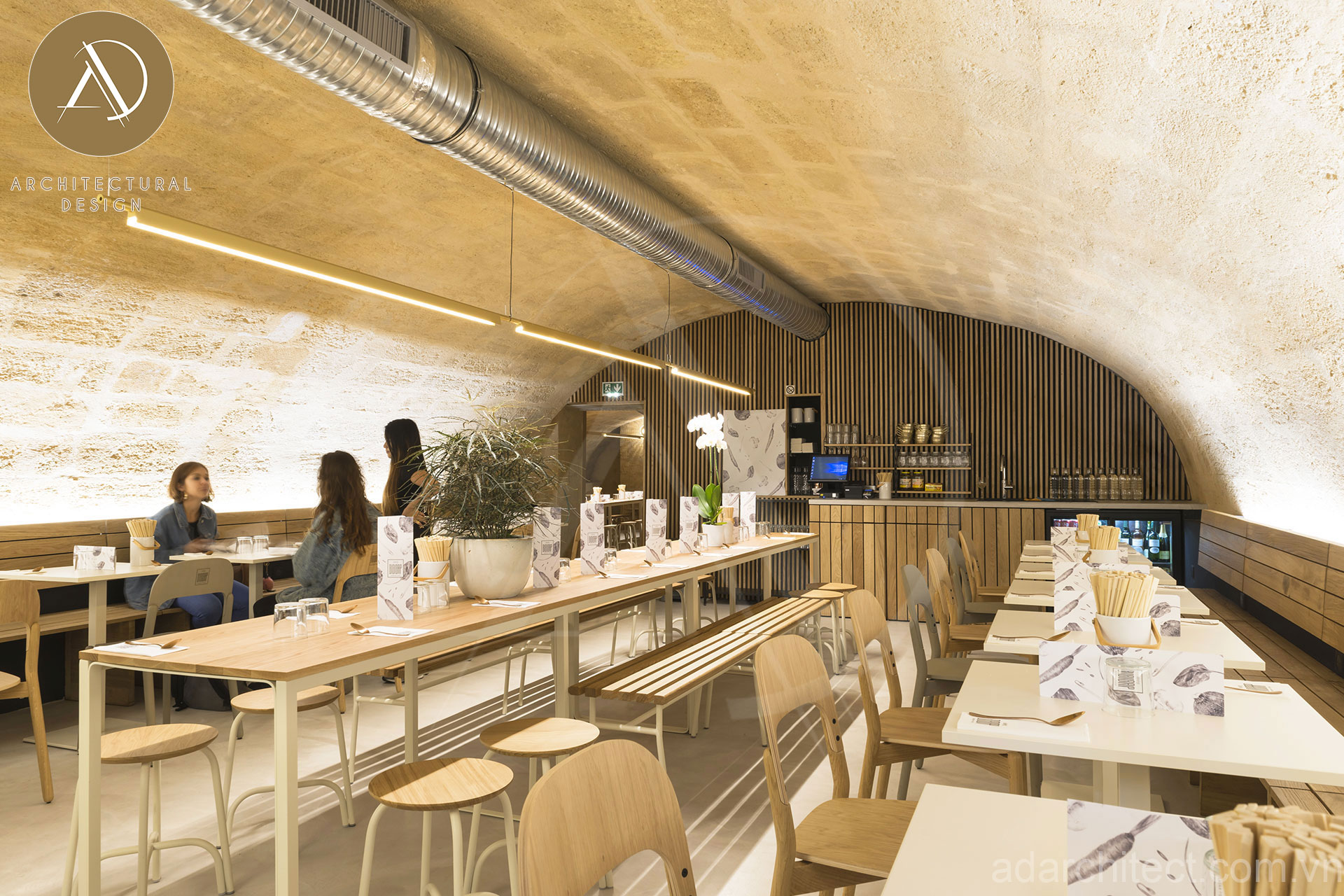 thiết kế quán ăn: không gian mái vòng ấn tượng mang đến không gian ấm cúng
