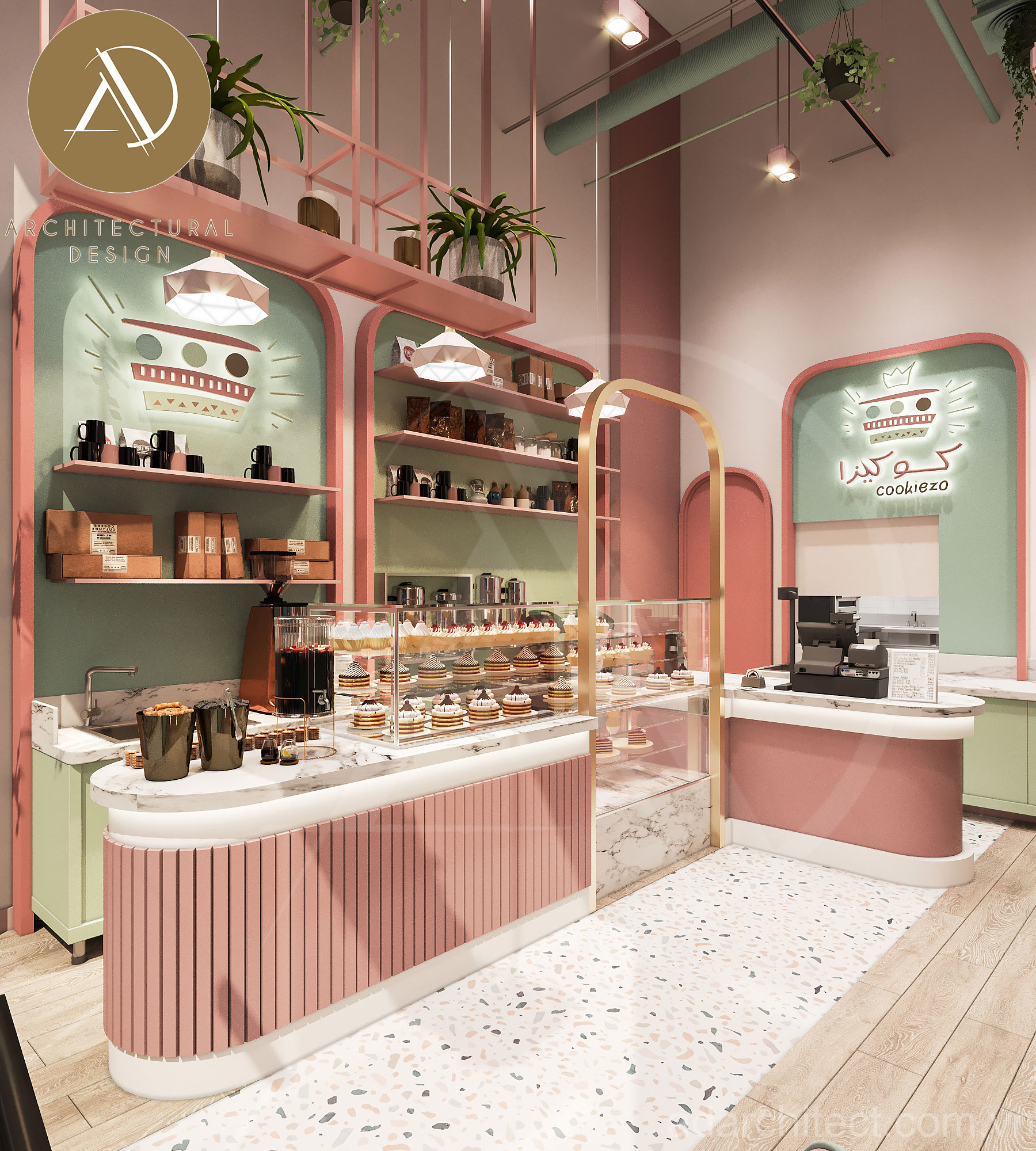 Tiệm bánh đẹp: thiết kế tiệm bánh ngọt mà hồng xinh xắn