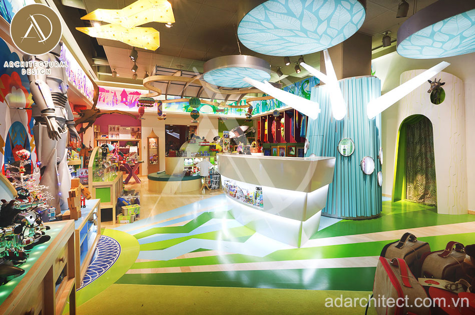 Thiết kế cửa hàng đồ chơi trẻ em tràn ngập sắc màu cổ tích