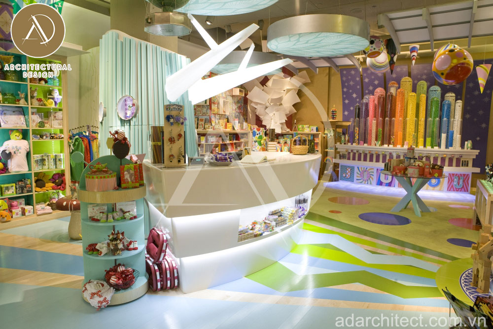 Thiết kế cửa hàng đồ chơi tràn ngập sắc màu