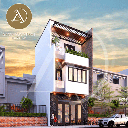 Phương án thiết kế mẫu nhà phố 3 tầng 1 tum đẹp diện tích 75m2 NP220020 -  Kiến trúc Angcovat