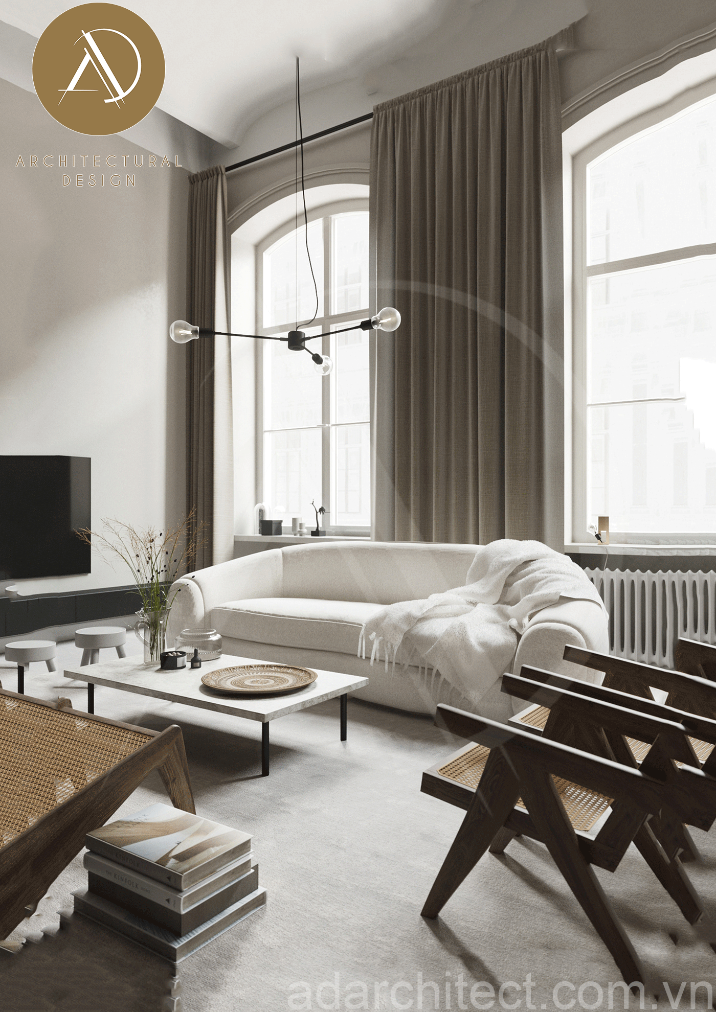 Thiết kế phòng khách đẹp tinh tế cùng những chất liệu chất lượng, bền bỉ 