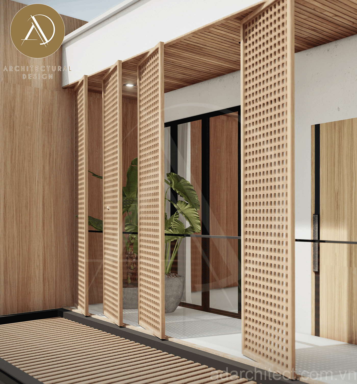 cửa lùa thông gió gọn nhẹ chất liệu gỗ bền bỉ cho nhà phố 8m 