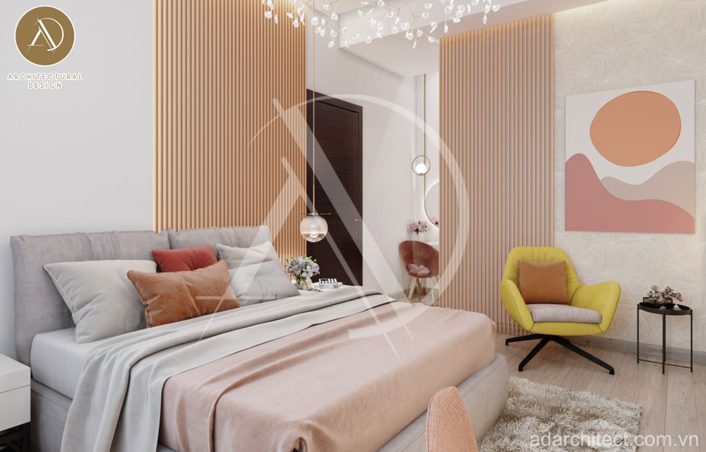 Thiết kế phòng ngủ con gái theo tông màu hồng pastel